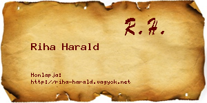 Riha Harald névjegykártya